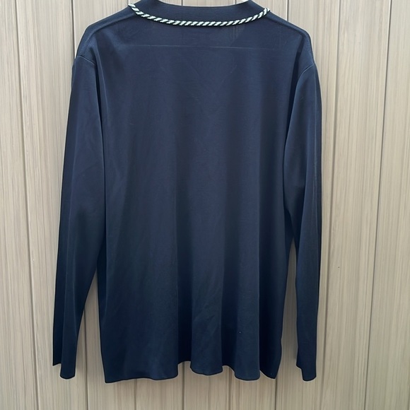 Exclusively Misook Black Jacket Sz Large Green Trim Knit Zip Front Cardigan - Picture 7 of 7